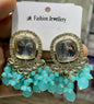 Square Kundan Earrings with Round Crystal Centerpiece Gold Plated Earrings