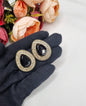 TEARDROP STONE HALO STUD EARRINGS