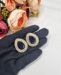 TEARDROP STONE HALO STUD EARRINGS