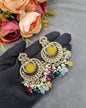 INTRICATE CHANDBALI DROP EARRINGS WITH BEAD CLUSTERS