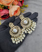 INTRICATE CHANDBALI DROP EARRINGS WITH BEAD CLUSTERS