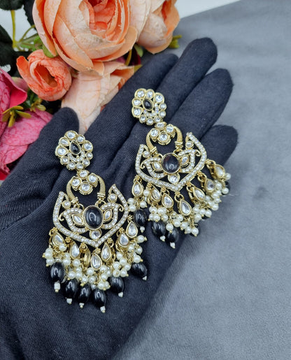 Statement Drop Earrings with Bead & Pearl Fringe