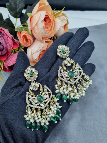 Statement Drop Earrings with Bead & Pearl Fringe