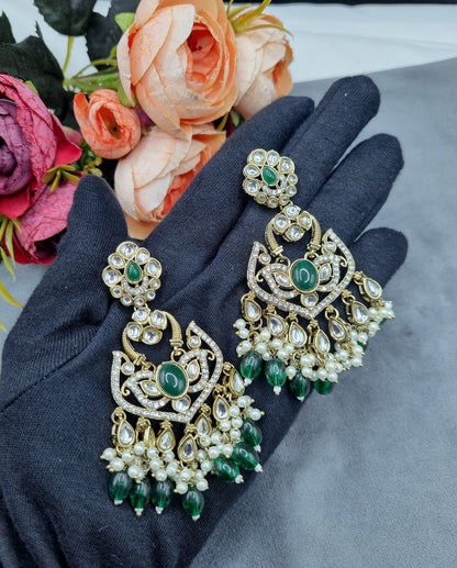 Statement Drop Earrings with Bead & Pearl Fringe
