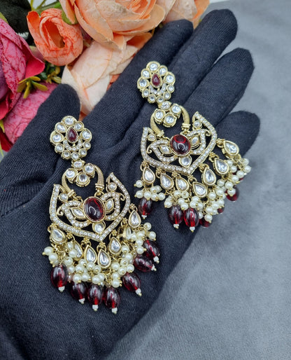 Statement Drop Earrings with Bead & Pearl Fringe