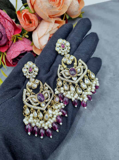 Statement Drop Earrings with Bead & Pearl Fringe