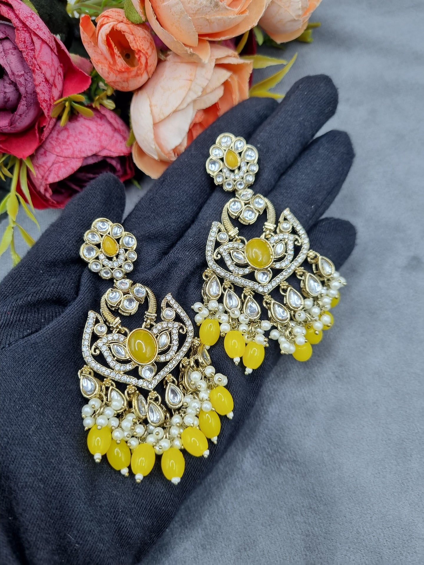 Statement Drop Earrings with Bead & Pearl Fringe