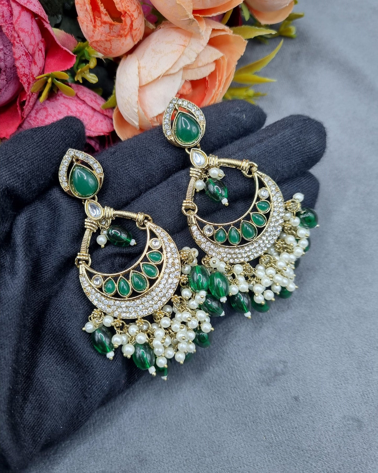 Elegantly Detailed Earrings with Pearl Cluster Fringe