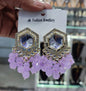 Traditional Hexagon Kundan Earrings Gold Plated Earrings for Woman Dangles