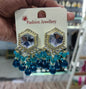 Traditional Hexagon Kundan Earrings Gold Plated Earrings for Woman Dangles