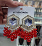 Traditional Hexagon Kundan Earrings Gold Plated Earrings for Woman Dangles