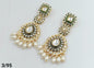 Gold-Finish Kundan Dangles with Emerald Green Enamel Accents