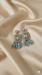Pastel Pink & Gold Rectangle Chandelier Earrings
