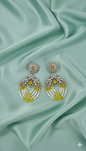 Emerald Green Multi-Strand Pearl Beaded Dangles Earrings