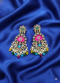 Heritage Emerald Green Floral Chandelier Drops Earring