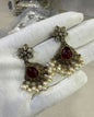 Antique Gold Pearls Drop Earrings