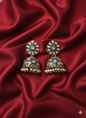 Antique Gold & Pink Enamel Jhumka Earrings