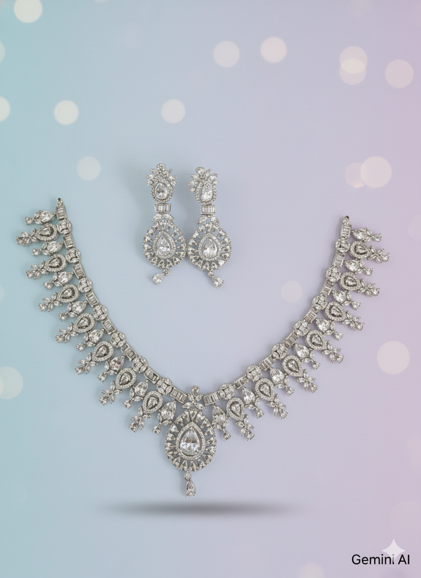 Designer Teardrop and Marquise AD Jewelry Set