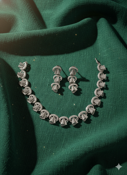 Aqua Blue Crystal Wedding Jewelry Set with Pearl Accents