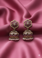 Antique Gold Ethnic Jhumki with Pearl Bead Fringe