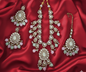 Lavender Lilac Kundan Necklace Set with Frosted Bead Droplets