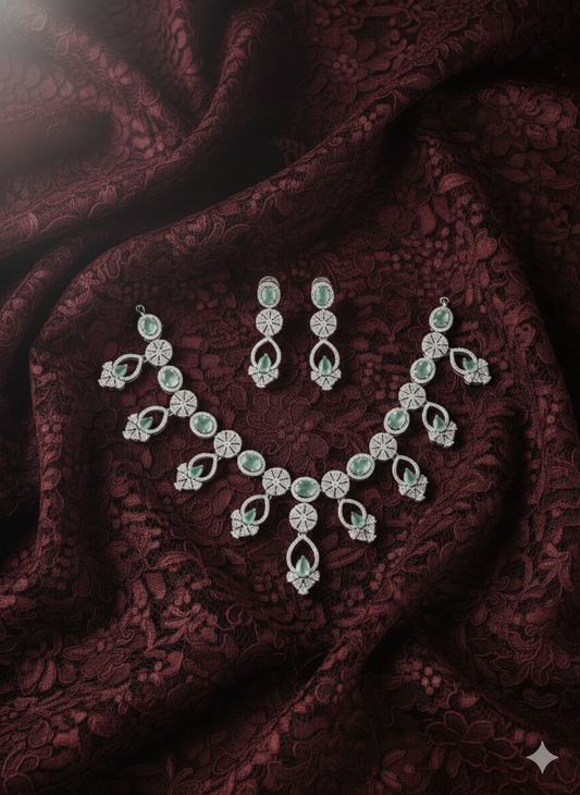 American Diamond  Jewellery Set With Necklace and Earring Set