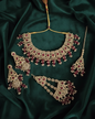 Antique Gold Plated Choker Necklace Set With Earrings For Woman