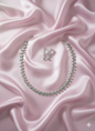 Elegant Mint Green and AD Tennis Link Jewellery Set
