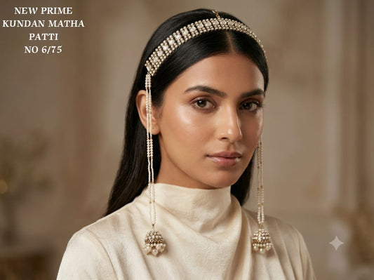 Imperial Pearl & Kundan Sheeshpatti Hair Band Set