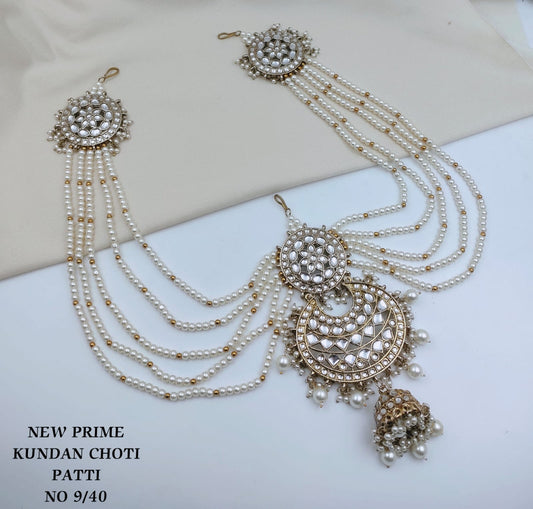 Heritage Kundan Layered Hairband Choti Patti with Jhumka Drop