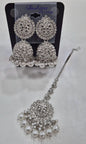 Traditional Maang Tikka with Pearl Droplets Earrings