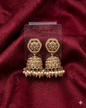 Maroon Antique Gold Jhumkha Earrings