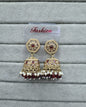Maroon Antique Gold Jhumkha Earrings