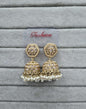 Maroon Antique Gold Jhumkha Earrings