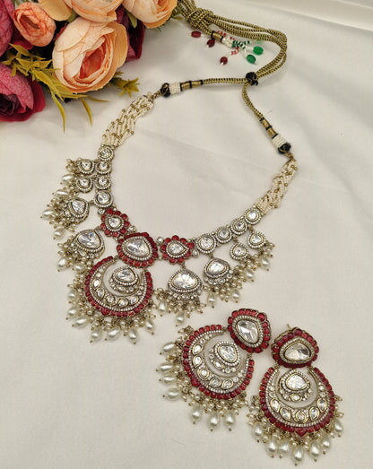 Classic Ruby Red Kundan Choker and Chandbali Earring Set