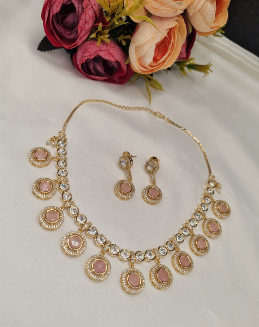 Minimalist Circular Kundan Necklace Set