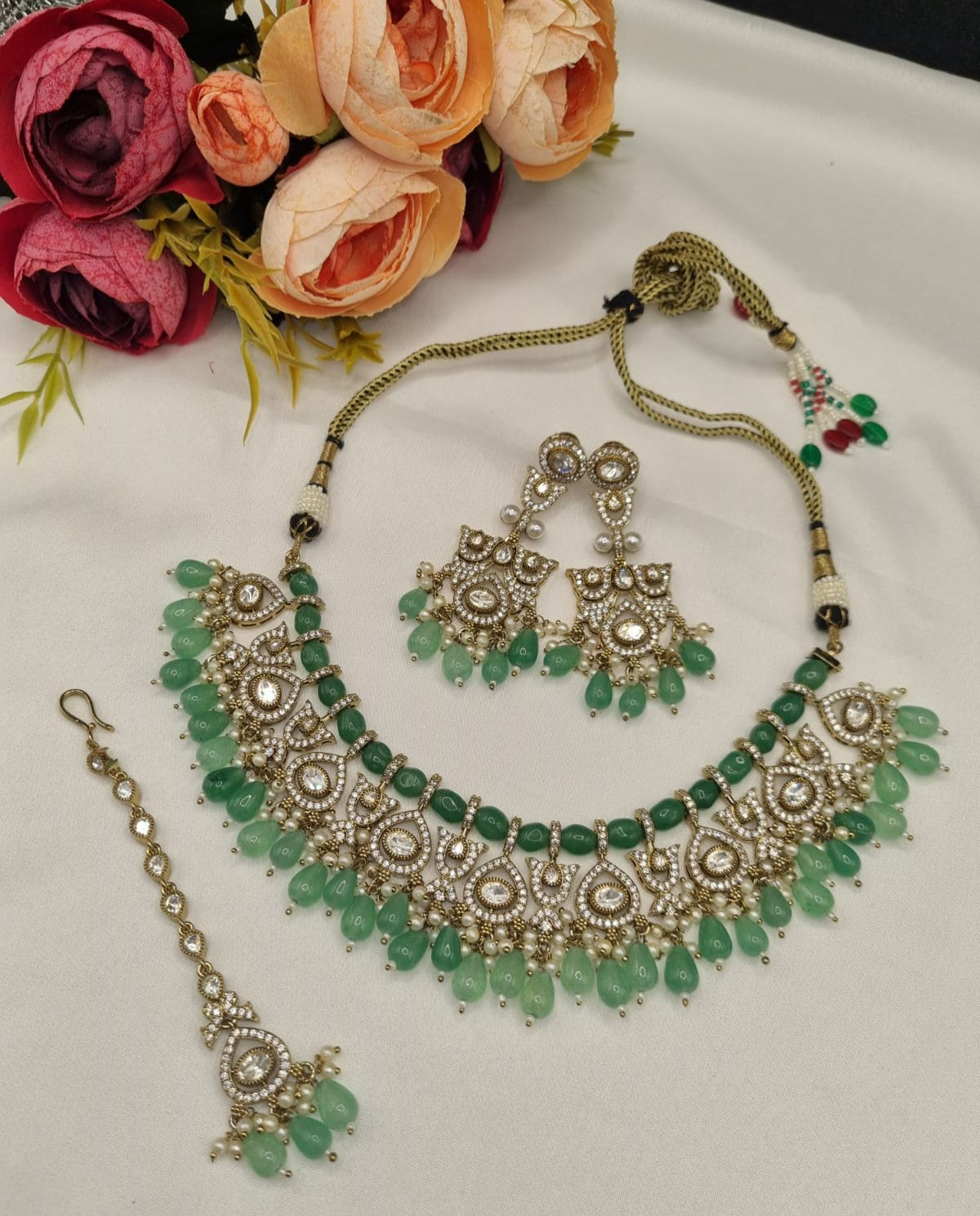 Kundan Choker Set with Earrings & Maang Tikka for Women