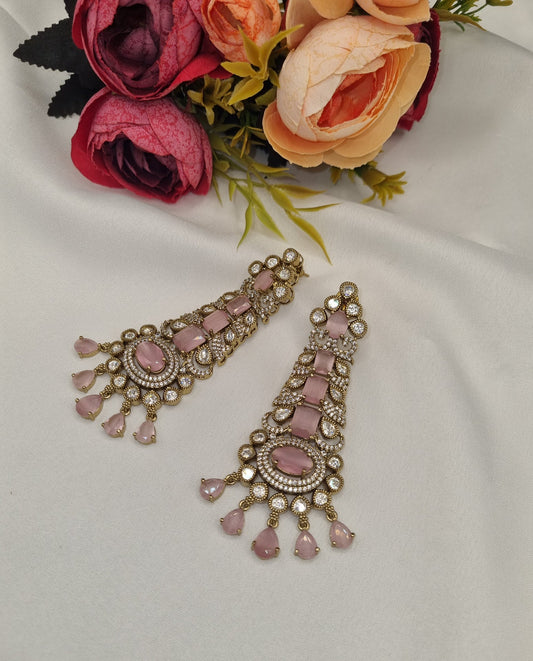 Kundan Long Linear Chandelier Earrings