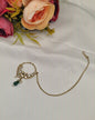 TRADITIONAL KUNDAN & DROP BEAD NOSE RING WITH HAIR CHAIN