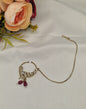 TRADITIONAL KUNDAN & DROP BEAD NOSE RING WITH HAIR CHAIN