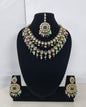 Royal Blue Layered Necklace Set Round Earrings & Maang Tikka
