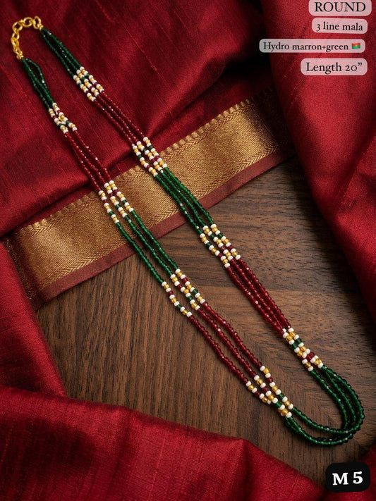 Elegant 3-Line M.G Bead Mala Necklace – 20" Lenght  Festal Kantha Mala