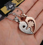 Rose Gold Two Souls Pendant Matching Couple Necklace Set For Couples