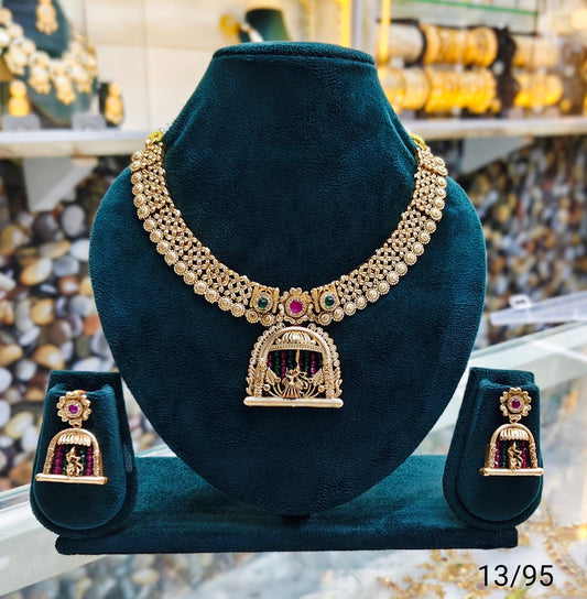 Handcrafted Copper Radha Krishna Choker Set