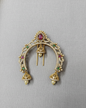 Vintage Gold Temple Hair Brooch Traditional Stone Encrusted Jhumka Hair Pin