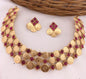 Triple Layer Lakshmi Coin Choker Set with Ruby Pink Kemp Stones