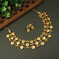 Double Layer Lakshmi Kasu Mala with Ruby Leaf Accents