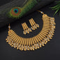 Gold Bead & Pearl Cluster Mesh-Work Choker Set