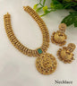 Unique Pastel Pink Lakshmi Temple Jewellery Necklace Set