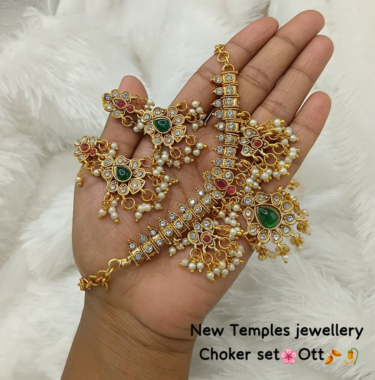 Temple Choker Set with Pearl Drops